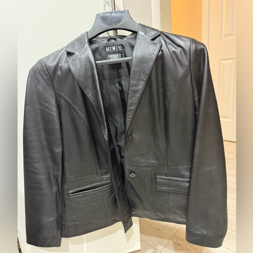Mixit Genuine Leather Jacket in Black
